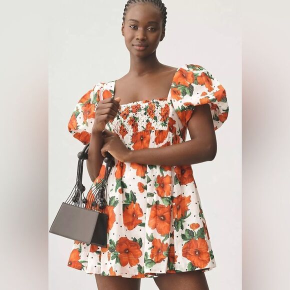 Anthropologie Maeve Floral Square Neck Smocked Babydoll Dress NWT - Picture 3 of 15